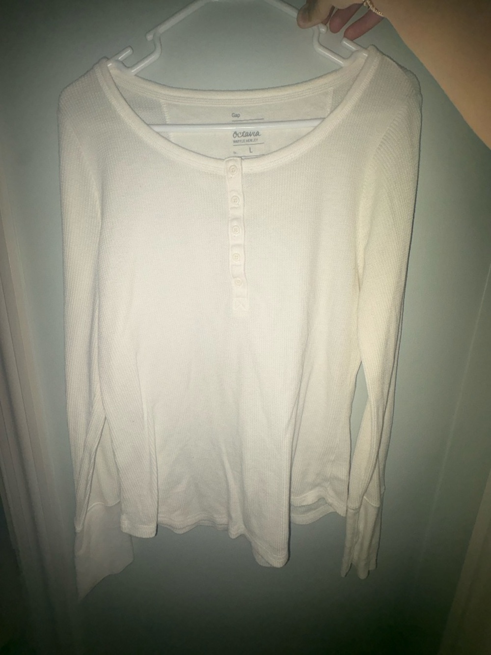 GAP Octavia Waffle Henley Long Sleeve Top